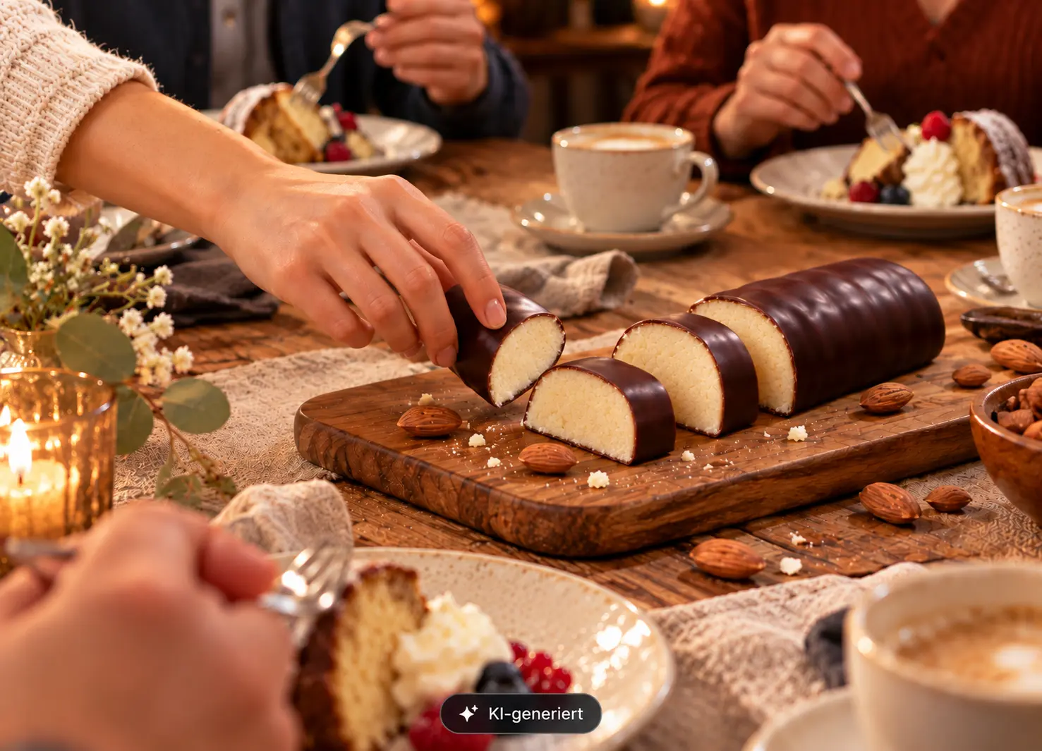 Marzipanbrot schön serviert mit Kuchen
