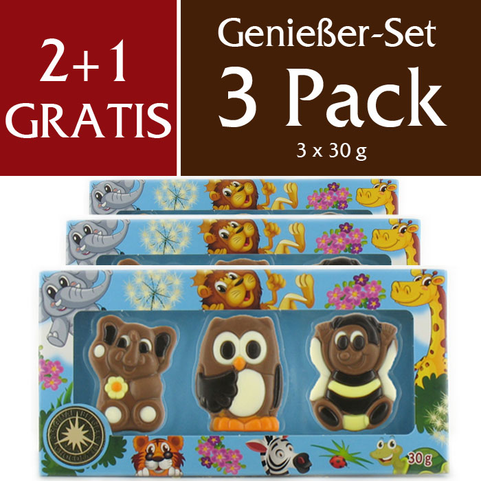 Schokoladen Tiere Geschenkbox 3er Set