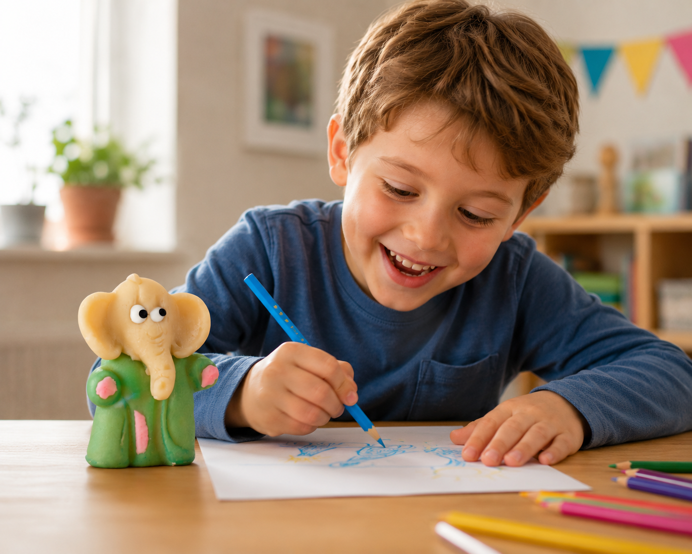 Elefant mit Buntstift