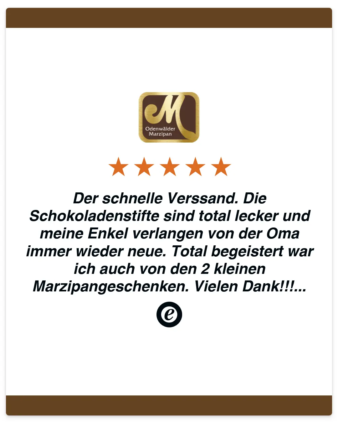 Schokostifte positive Bewertung