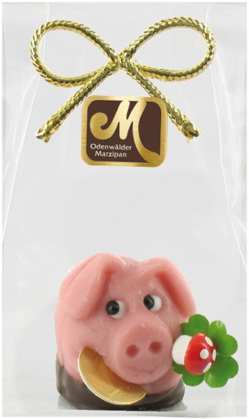 Schwein lachend mit Schokolade