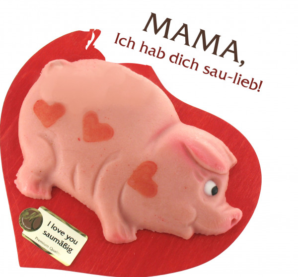 Pig on a heart-shaped plate
