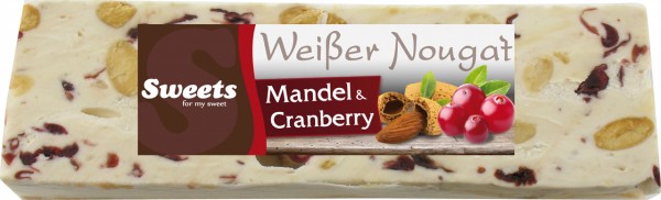 Weißer Nougat mit Cranberry & Mandel