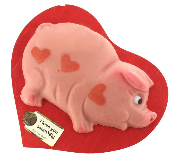 Pig on a heart-shaped plate